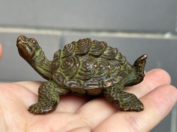 Vintage Copper Turtle Statue, Retro Lucky animals Figures Home Decor Business gifts ,Longevity Tortoise Feng Shui Ornament Symbol of Peace