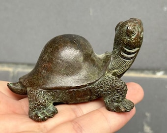 Vintage Copper Turtle Statue, Bronze Collectibles Lucky animals Figures Home Decor ,Longevity Tortoise Feng Shui Ornament Symbol of Peace