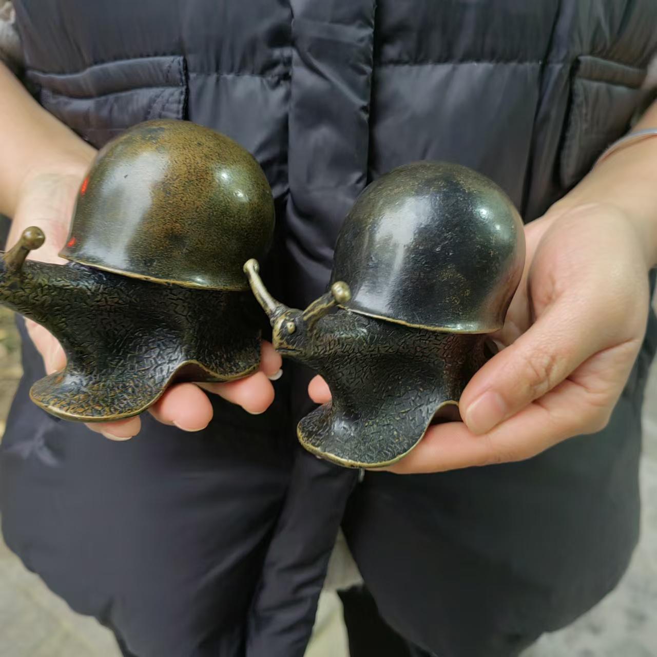 1 PCS Large Copper Snail Sculpture Statue Figure Huge Insect Animal ...