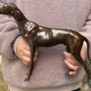 Antiques  Bronze dog decoration antique pure copper Zodiac  dog living Decor room Fengshui Yard decoration dog lover gift ornaments DE326692