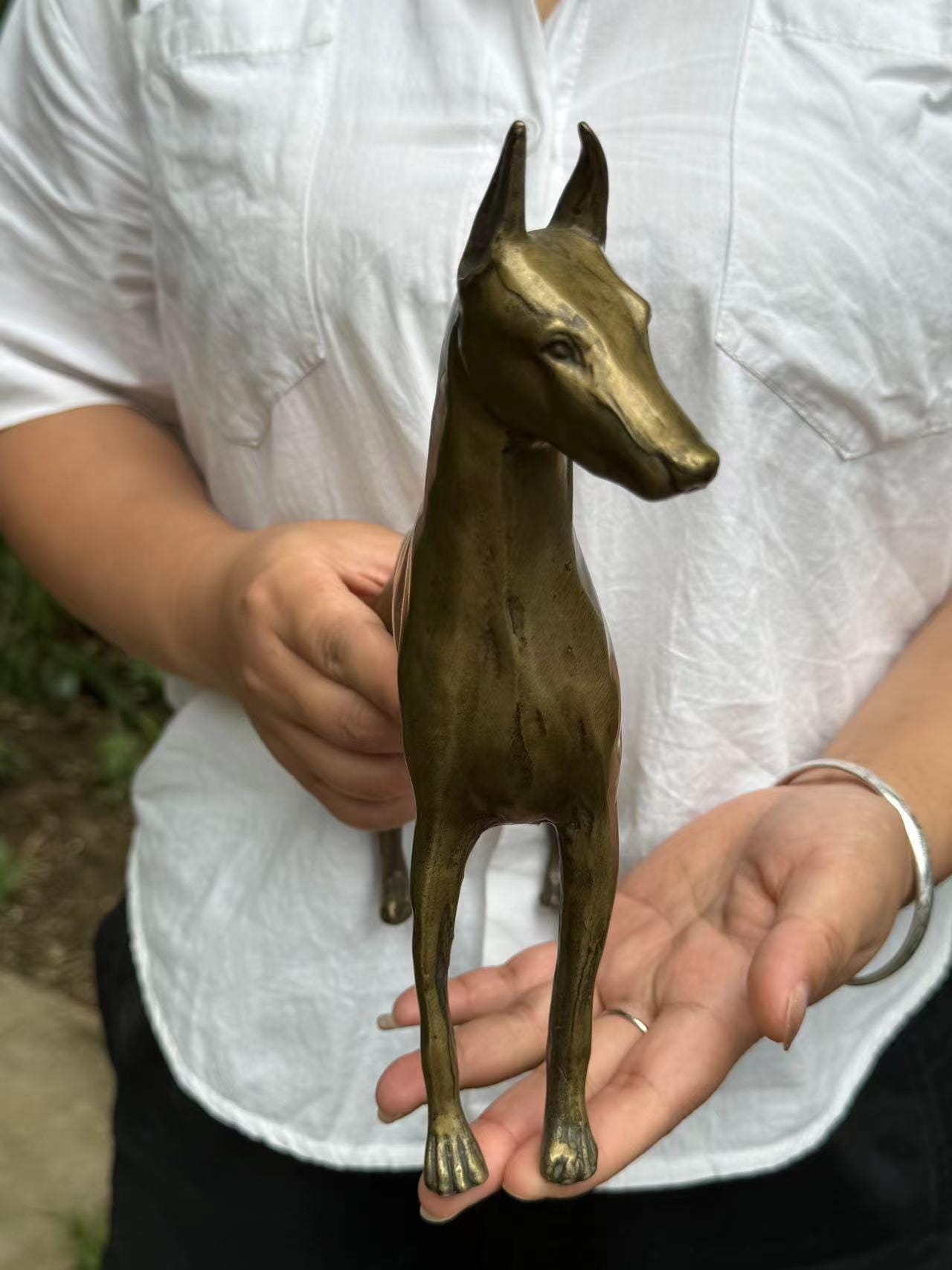 ヴィンテージ銅製犬像風水装飾ホームオーナメントティーテーブル