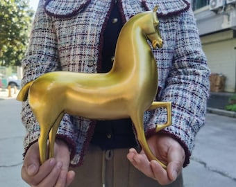 黄金の馬の彫刻｜中国の馬の像｜家庭や職場向けの優雅な装飾品｜動物の