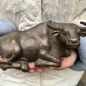 Copper Wall Street Bull Statue Sculpture, Zodiac Cow Ox Statuette Figurine Modern Home Decor Office Lucky Feng Shui  wealth Ornaments DD0505
