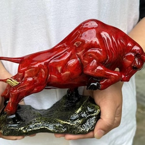 Retro Copper Wall Street Bull Statue Sculpture,copper Cow Ox Figurine Opening gift Home Decor Office Lucky Feng Shui Ornaments wealth decor.