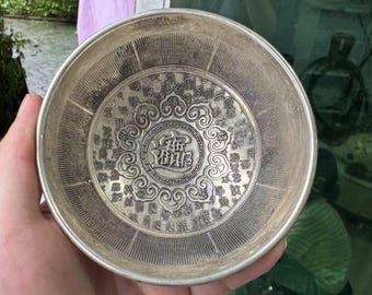 幸運のボウル、白い銅製の風水ボウル、富の祝福のボウル、装飾の宝物の盆地の装飾、幸運のホームデコレーションオーナメント D041316