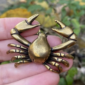 2 Pieces Solid Copper crab statue, Shrimp tank decor Brass Taurus Insect Miniature Figurines, fengshui crab animal sculpture ornament H5512