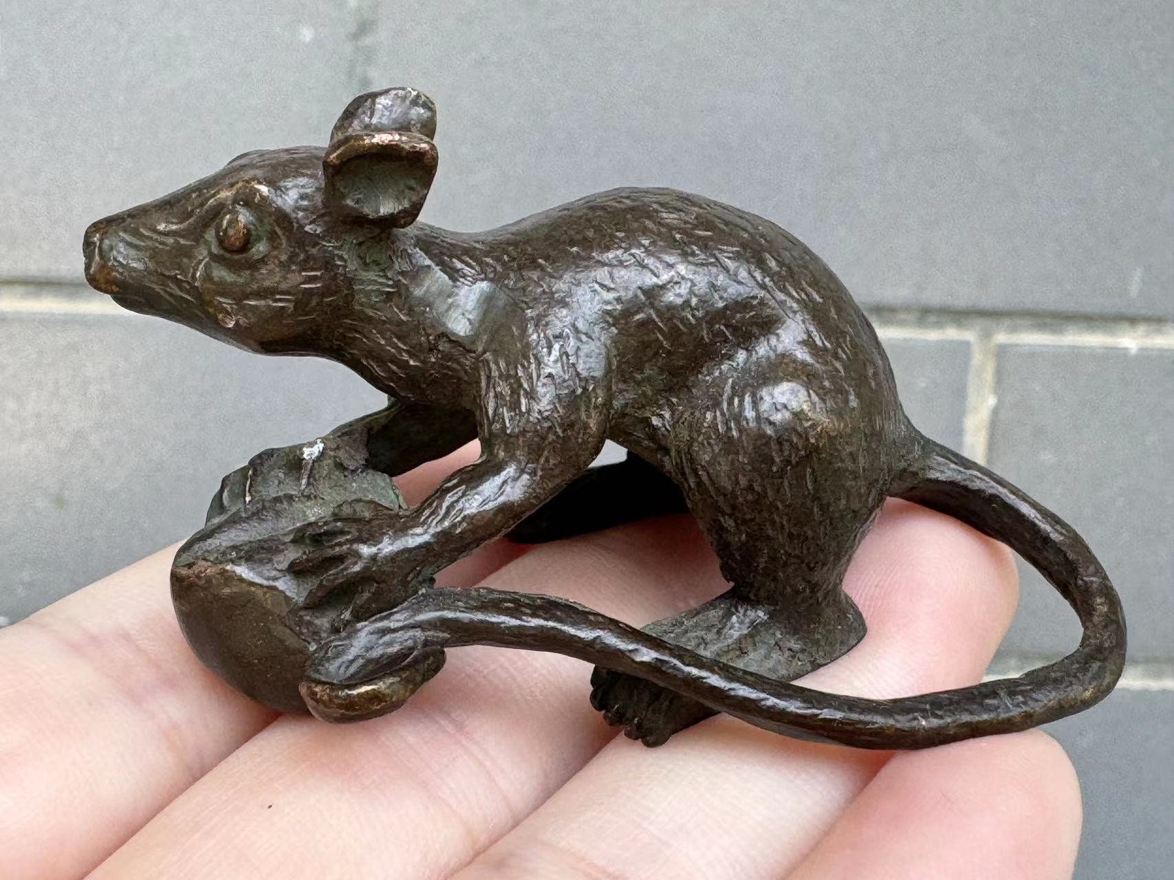 Bronze Zodiac Rat Statue,collectible Mouse Rodent Home Animal Art