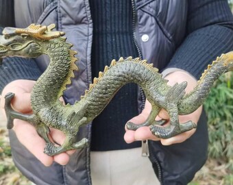 Kupfer chinesische Feng Shui Drache Statue für Glück & Erfolg, Feng Shui Drache Bedeutung Vintage Royal Dragon Wohnkultur.