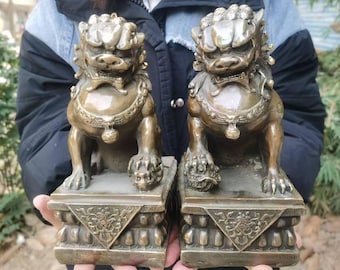 アンティーク銅製風水獅子福犬像：家の守り神 - Etsy 日本