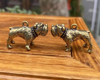 2 Metal Copper mini dog Sculpture Feng Shui Decor Small Ornaments Brass Zodiac dog statue pendant  Miniature Animals Figurines lucky deocr