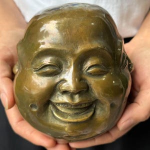 Copper  Maitreya Buddha Head Statue, Copper Four Faces Pleasure  Anger Sorrow Joy , 4 Faces Bronze Buddha Head Sculpture feng shui  DE0398