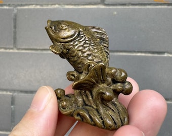 Copper fish Sculpture Feng Shui Decor Small Ornaments Brass Miniature Fish statue tea pet Decoration Animals  Figurines  Lucky Gifts  DE048