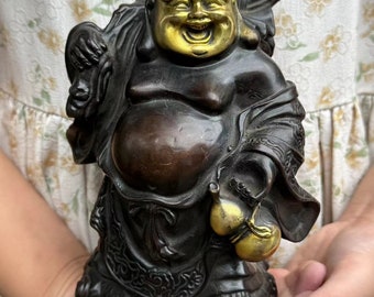 笑う仏像：赤と金の磁器の弥勒菩薩像、中国の富貴装飾 - Etsy 日本