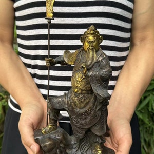 Vintage Brass GuanYu GuanGong Sangharama Bodhisattva Warrior Statue,  Copper Fengshui  Ornament GuanYu Jingzhou Sculpture God of  Wealth