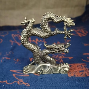 Exquisite Copper Dragon Statue Vintage Chinese Fengshui Dragon Figurine The Dragon Gift Zodiac Dragon animal Sculpture Home Office decorgift