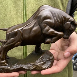 Big Wall Street Bronze Fierce Bull OX Statue,copper fighting bull sculpture Fine office ornament Bull Symbol of Wealth Lucky FengShui DE0177