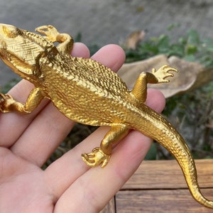Metal Copper lizard Sculpture Feng Shui Decor Small Ornament statue Tea Table Ceremony Decoration  Miniature  Animal Garden Figurines DE0843