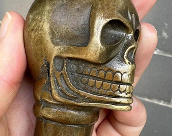 Copper  Human Skull Head Handle Walking Cane Antiqued Style Solid Copper Unisex Shaped Walking Sticks Victorian Cane Umbrella Topper  DE0353