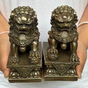 Pair Wealth Pixiu Statue Feng Shui Decor Kirin Pi Yao, Copper kylin , Bronze unicorn Figurine, Foo-Dogs Lion Temple Guardian,Fengshui DE0290