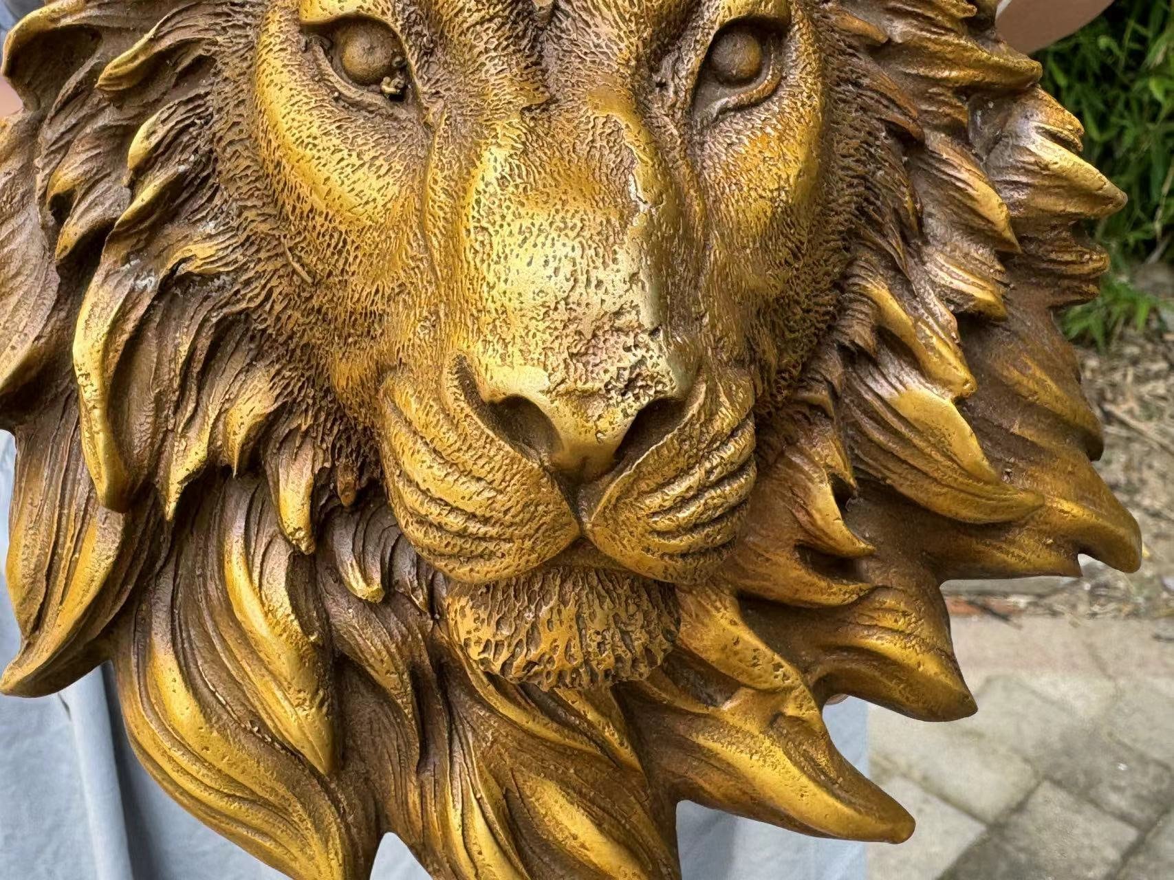 美品！⭐︎イタリア製⭐︎ライオンヘッド ゴールドバングル⭐︎ 銅製ジャングルの王ライオンヘッド壁アート彫刻、寝室の壁装飾、純銅製