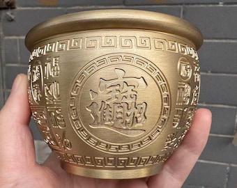 Good Lucky Bowl Copper Figurine Wealth Fish Bowl Decorations Treasure Basin Decoration Metal, collection crafts home decor Fengshui. DE0165