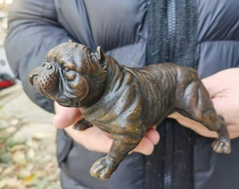 Vintage Copper Dog Figurine ornaments Realistic Lucky Animal, Bully Pitbull Figurines Bull Terrier Dog Pet Healing Hood Hound Dog Home Decor