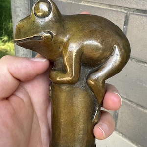 Kupfer Frosch Kopf Cane Ornament Antike Messing Frosch Gesicht Griff Vintage Stil Gehstock Viktorianischen Cane Regenschirm Topper Gussmetall Geschenke