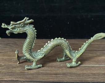 Vintage Kupfer Drache Statue Chinesische Fengshui Drache Figur 2025 Jahr des Drachen Sternzeichen Drache Tierskulptur Reichtum Dekor Geschenk