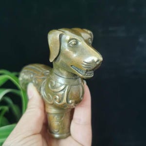 Vintage copper dog Cane Walking Stick Head, copper Hand Carved  Figure Crutch Cane Head Walking Stick Custom Walking Cane for Men gifts. m82