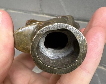 ヴィンテージ銅製杖ステッキ、風水真鍮手彫り松葉杖ヘッドステッキ