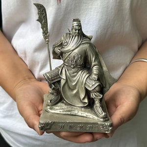 Copper Fengshui Guan Yu Statue,Guan Gong Guan Yun Chang Figure,Kwan Kung Kuan Gong Figurines Vintage God of Wealth Decor Warrior craft DE377
