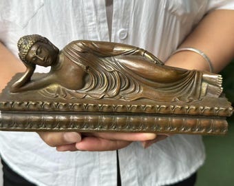 ヴィンテージ 眠れる仏陀 銅像 横たわる仏陀の置物 仏教 瞑想 装飾 禅