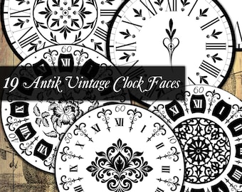 Clock antique vintage dial, 19 dial motifs, clock face, clock faces, DIY clock face renewal decoupage, crafting, hobby crafting