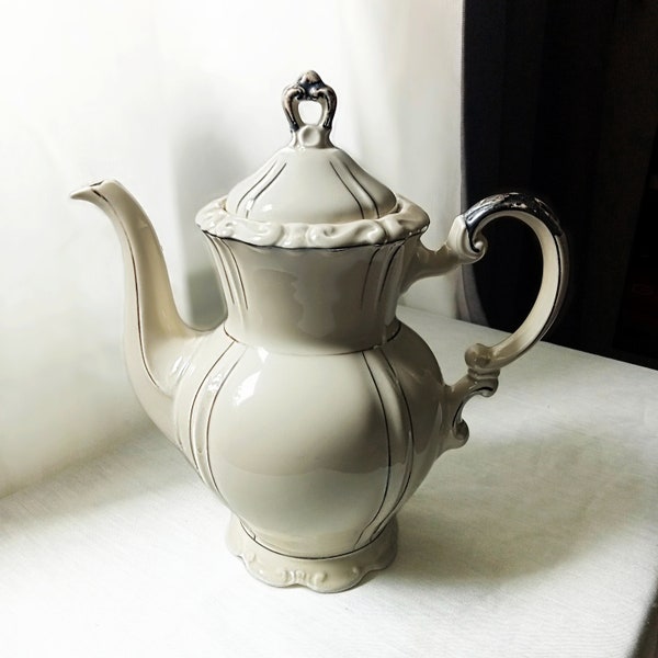 Teekanne Bavaria Elfenbeinweiß Groß 1930er Jahre Made in Germany Deutsches Porzellan Rarität Sammeln