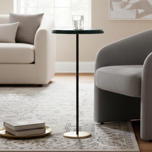 Mesa de centro Emily Gold con cubierta de mármol verde, decoración moderna para el hogar
