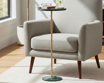 Marmor Trinktisch Emil: Tragbare Beistelltische mit Metallstange (24x8x8), Terrasse Dekor.