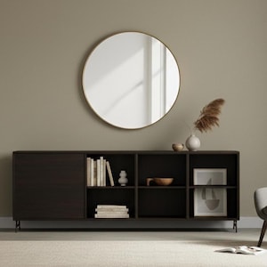 Massief houten dressoir: moderne donkerhouten consoletafel met planken