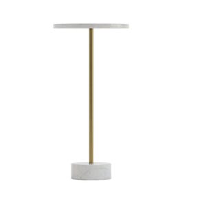 Lina Marmor Beistelltisch: Moderner Drinkständer mit Metallstange, Terrassendekor. Bild 7
