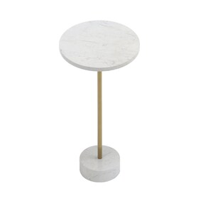 Lina Marmor Beistelltisch: Moderner Drinkständer mit Metallstange, Terrassendekor. Bild 8