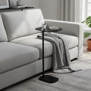 Matte Black Metal C-Shaped Side Table: Modern Drink Tables