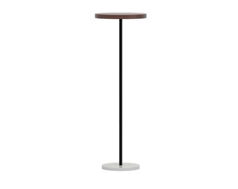 Wood Top Table, Round Marble Base Metal Accent 24-Inch