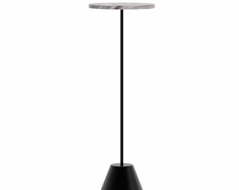 Olivier Marble Drink Table: Cocktail Stand, Small Space Pedestal Tabl