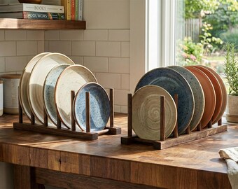 Porte-assiettes Mural Shaker 3 Niveaux – Bois – Étagère De Cuisine