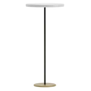 Emily Gold Drink Table, Metal Base with White Marble Top, Modern Home Décor