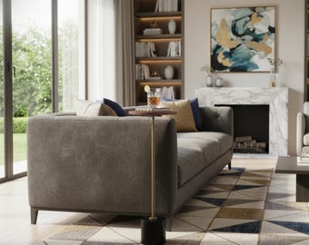 Camille Acacia Wood Drink Table: Modern Metal Base Side Table
