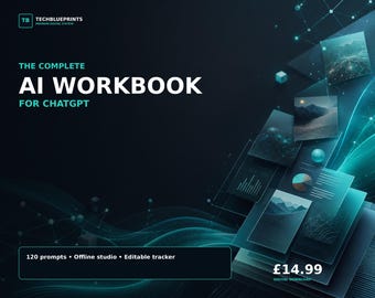 ChatGPT AI Workbook and Prompt Guide | 120 Prompts, Workflow Planner, Tracker and Offline Tool | Digital Download