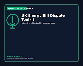 UK Energy Bill Dispute Toolkit | Interactive Offline HTML Tool, PDF Guide and Excel Workbook | Instant Digital Download