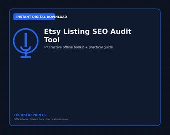 Etsy Listing SEO Audit Tool | Interactive Offline HTML Tool, PDF Guide and Excel Workbook | Instant Digital Download