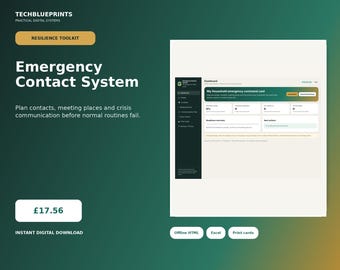Emergency Contact System: Family Crisis Plan App & Excel Workbook