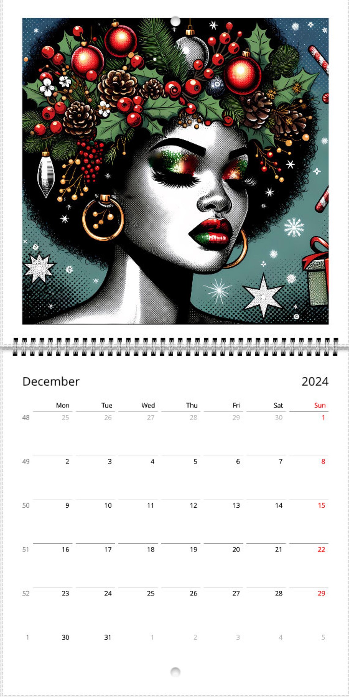 MARIANA POPART Wall Calendar 2024 in Retro Design Etsy Canada